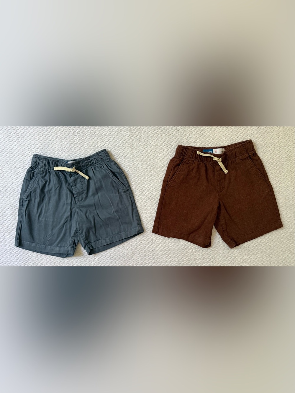 Old Navy Kids Pull-On Shorts in Slate Blue and Brown Linen